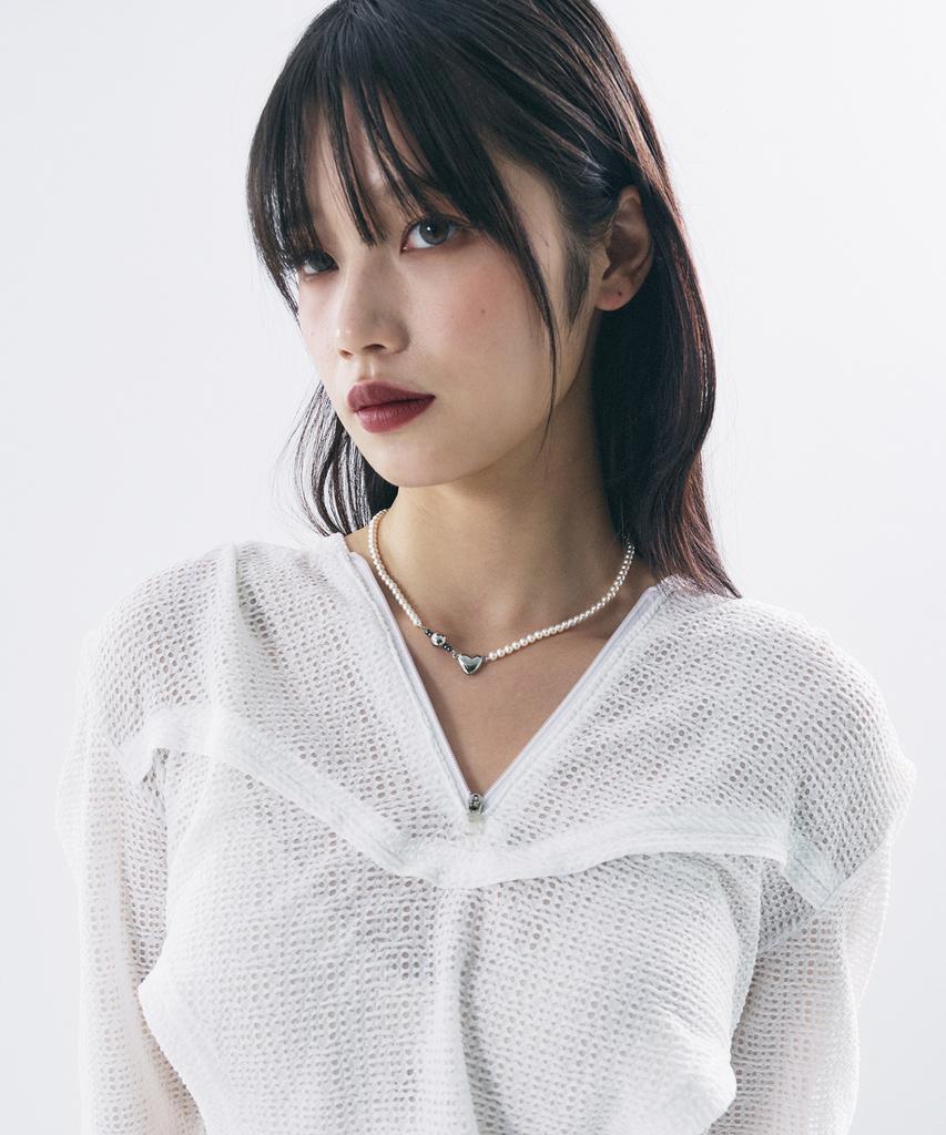 Sentiments No.435 [Silver] Heart Pearl Necklace