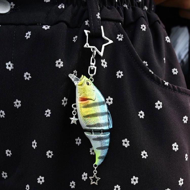 Portable Multi Jointed Fishing Lure Keychain Creative Design Sturdy Alloy Resin Outdoor Gear Gift