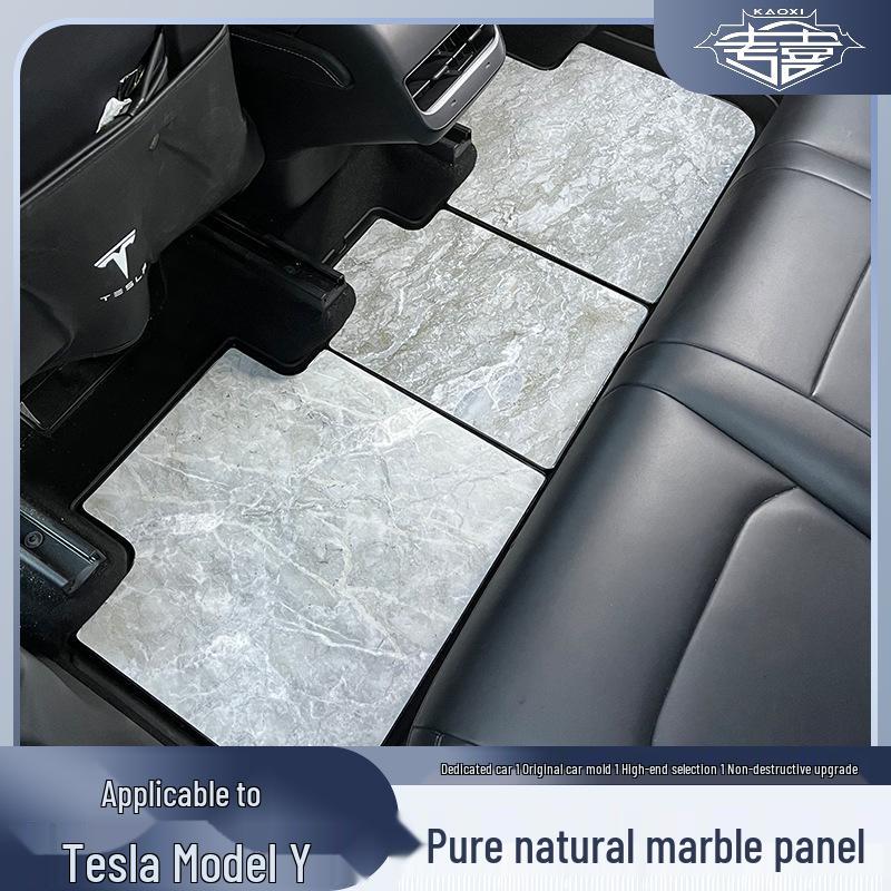 Tesla Model Y Natural Marble TPE Eco-Friendly Floor Mats