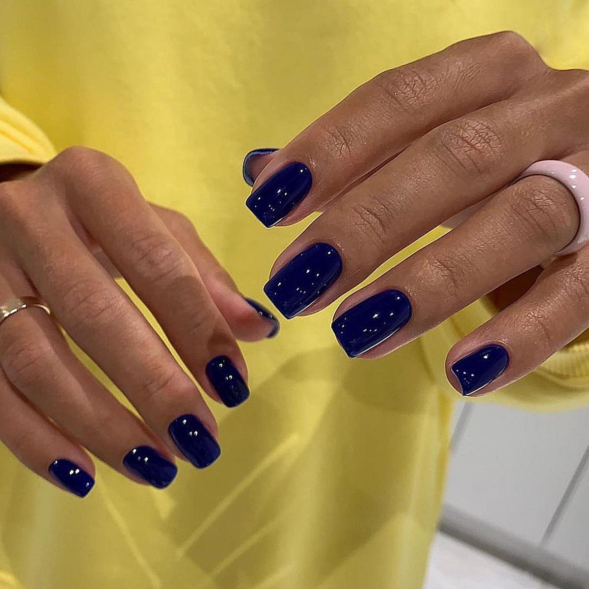 

Deep Blue Square Removable Nail Art Stickers - Wearable False Nail Pieces
