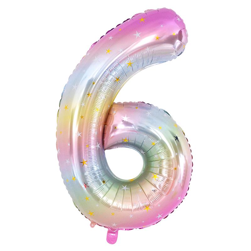 40 Zoll Regenbogenfarben Zahlen Folienballon 0-9 Ziffer Einhorn Thema Geburtstagsfeier Ballon Kinder 1. Globos Babyparty Dekoration