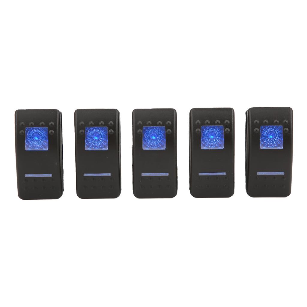 LED 5Pin Rocker Switch 12V 24V Car Rocker Switch Panel with Blue Back Light and Jumper Durable Convenient for Car Truck