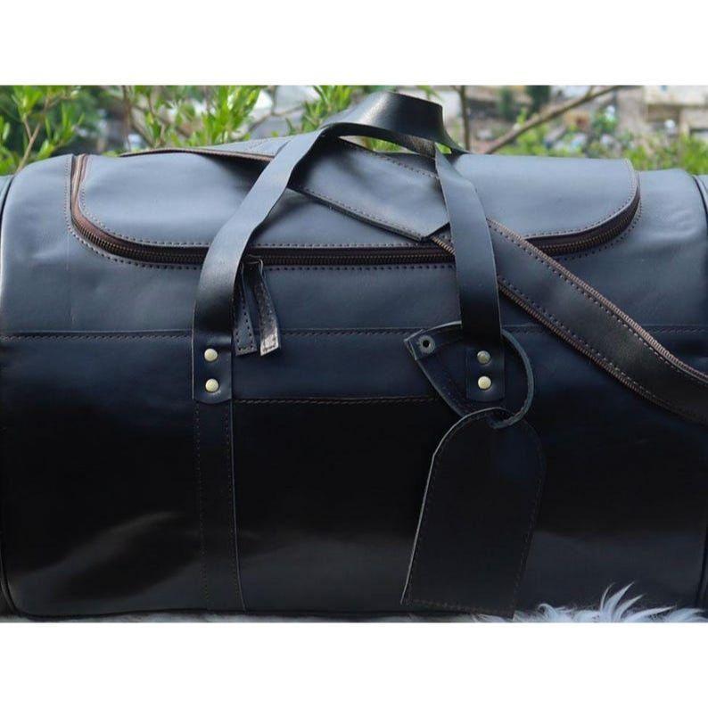 Handmade Buffalo Leather Duffle Bag: Full Grain Travel Gym Holdall
