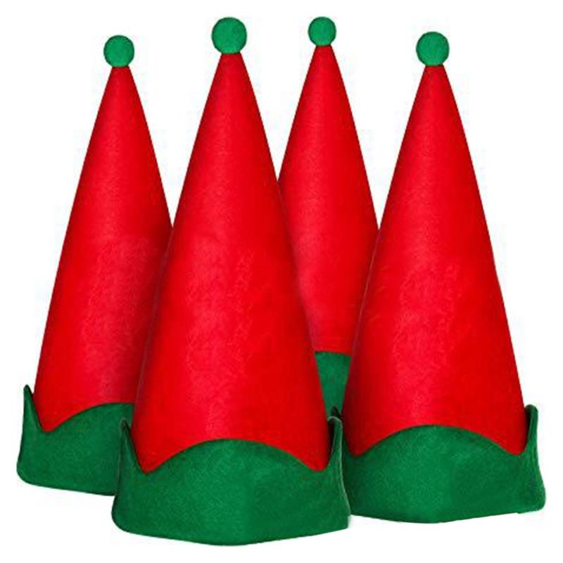 Vintage Red Green Christmas Hat Santa Claus Elf Hat Pointed Hat for Theme Party