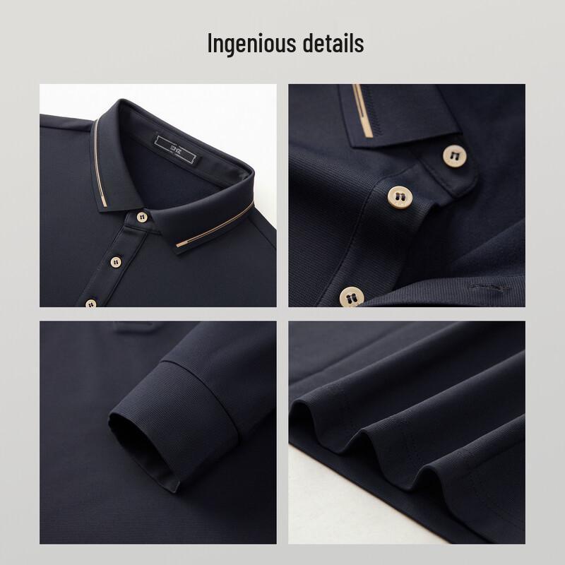 EMZ Men's Warm Brushed Long Sleeve Polo Shirt