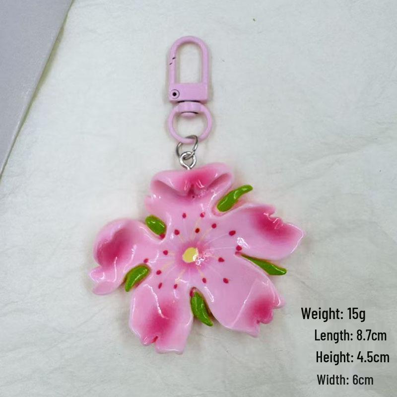 Peach Blossom Keychain: Cute Flower Pendant Backpack Accessory for Girlish Charm and Bestie Gifts