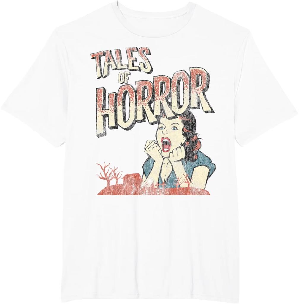 Vintage Horreur Film Poster Graphic Printing Summer pure Cotton Men's and Women's T-Shirts Street Autumn and winter innerwear