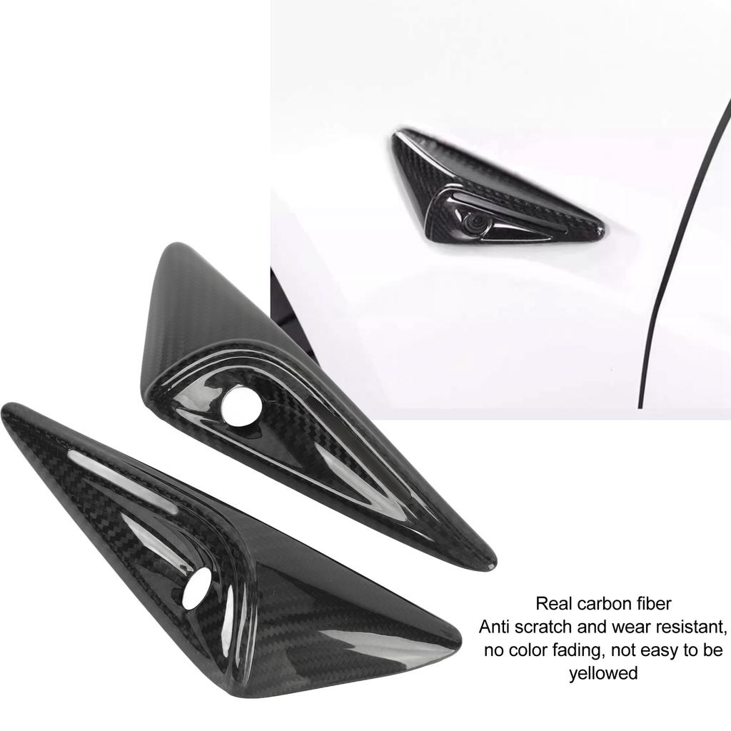 2PCS Car  Side Mudguard Camera Vent Cover Trim Carbon Fiber UV Resistant Replacement For Tesla Model S 2025+