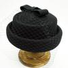 Japanese Retro Black White Brown Bow Mesh Crimped Woolen Top Hat Female Cute Elegant Beret