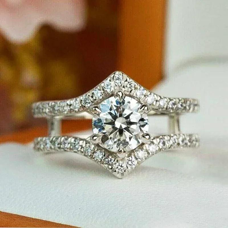 

Noble Lady Fashion Proposal Ring Bright Zirconia Finger Accessories for Wedding Ceremony Copper Color Zircon Party 10