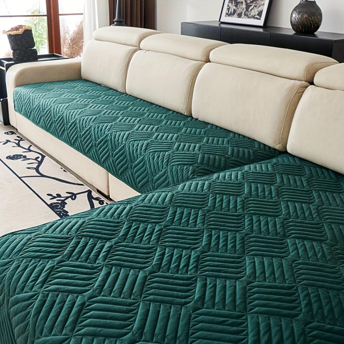 

Двухсекционная диванная подушка с тиснением, Защита от домашних животных, Противоскользящая, Износостойкая, Всесезонный машинная стирка Чехол для углового дивана L-образной формы, Подходит для 2-4 мест 70*120cm зелёный