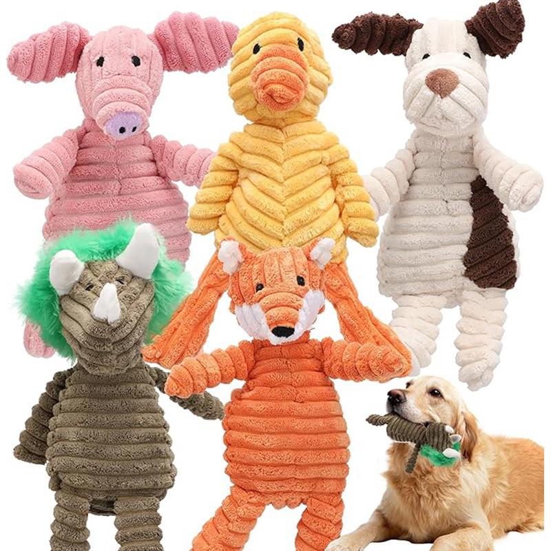 Green Corduroy Crocodile Shaped Plush Dog Chew Toy Interactive Teething Toy for Puppy Small Medium Dogs