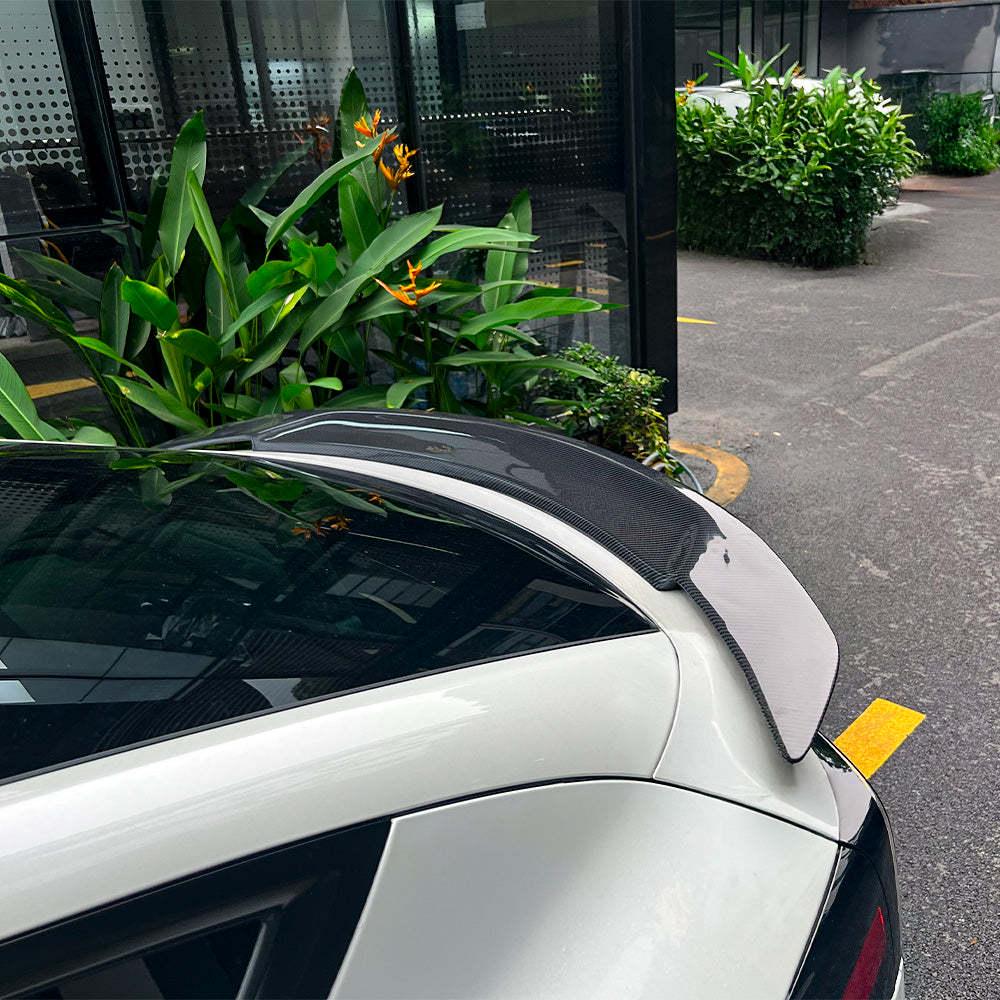 RT Style Real Carbon Fiber Rear Spoiler for Refreshed Tesla Model 3 Highland & Model Y Juniper