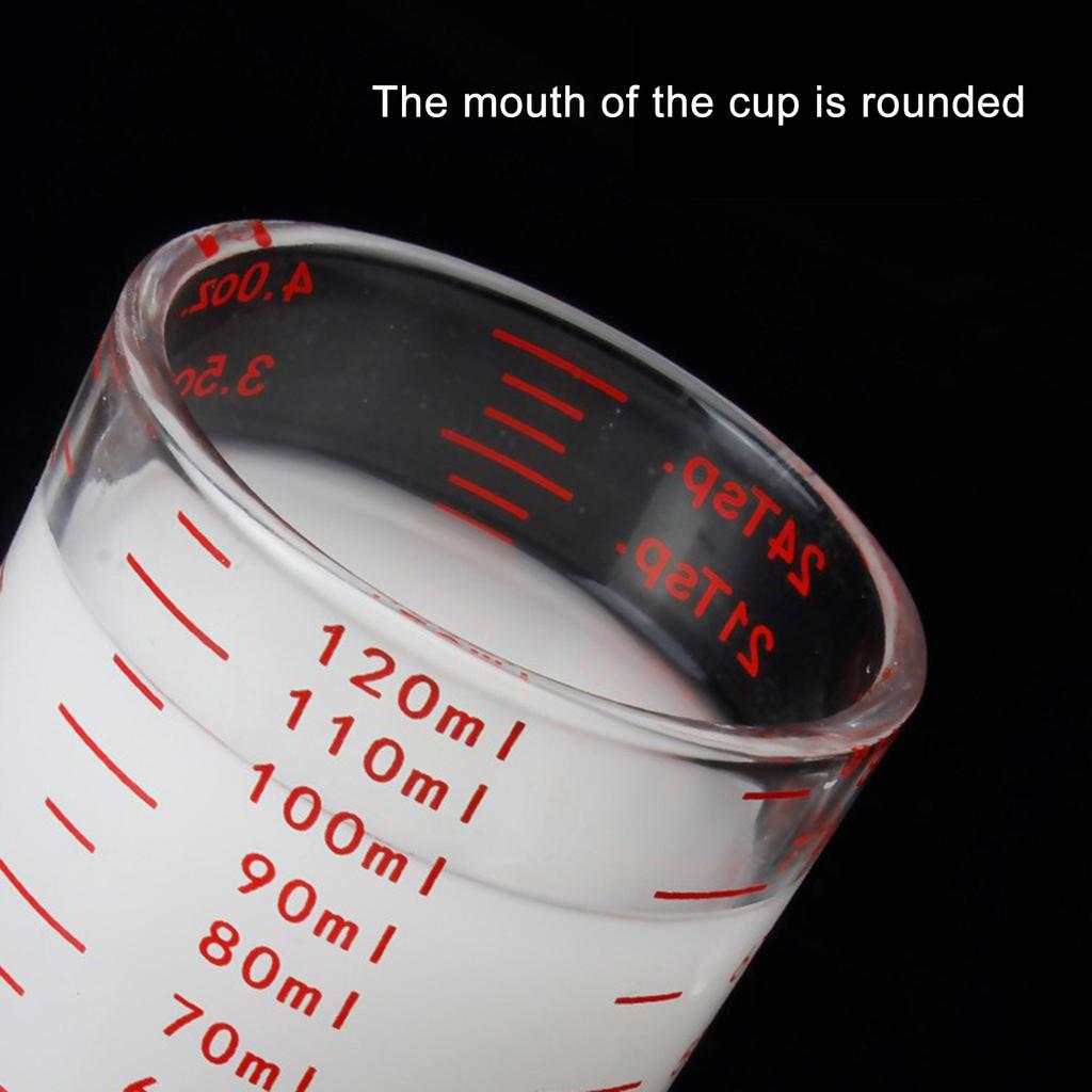 Robustes 120-ml-Messwerkzeug aus Glas für die Küche. Präziser Messbecher aus Glas mit 120 ml Fassungsvermögen für ausgewogene Rezeptvorbereitungen