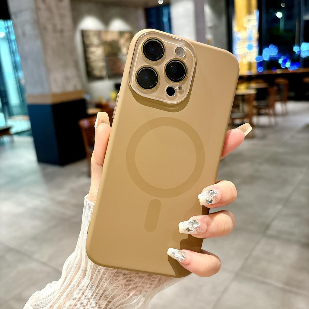 Liquid Silicone Magnetic For Magsafe Phone Case For iPhone 16 15 14 13 12 11 Pro Max Plus Crystal Lens Protect Soft Cover