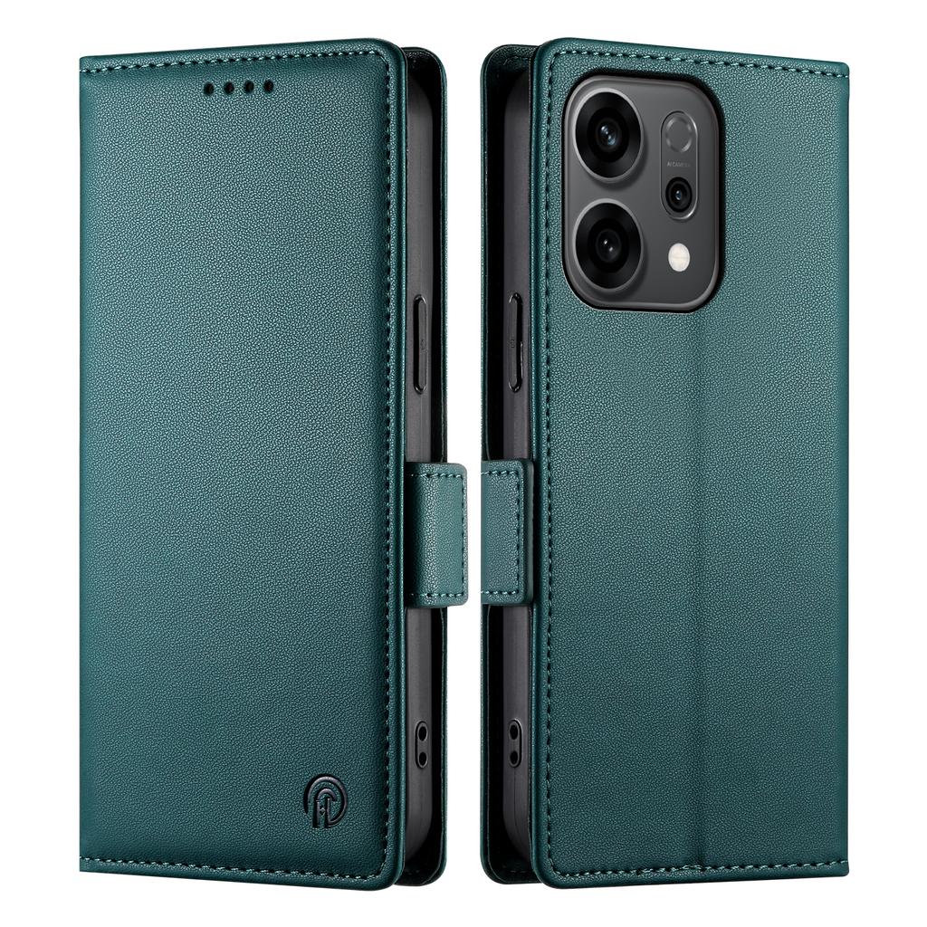 For Oppo Reno14 5G (Global) Stativdeksel PU-lær Lommebok Telefondeksel