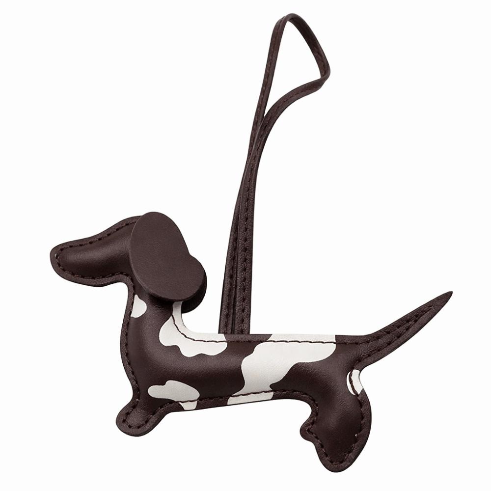Handmade Dachshund Dog Keychain PU Animal Bag Charm Korean Puppy PU Leather Key Ring  Keys Ornament