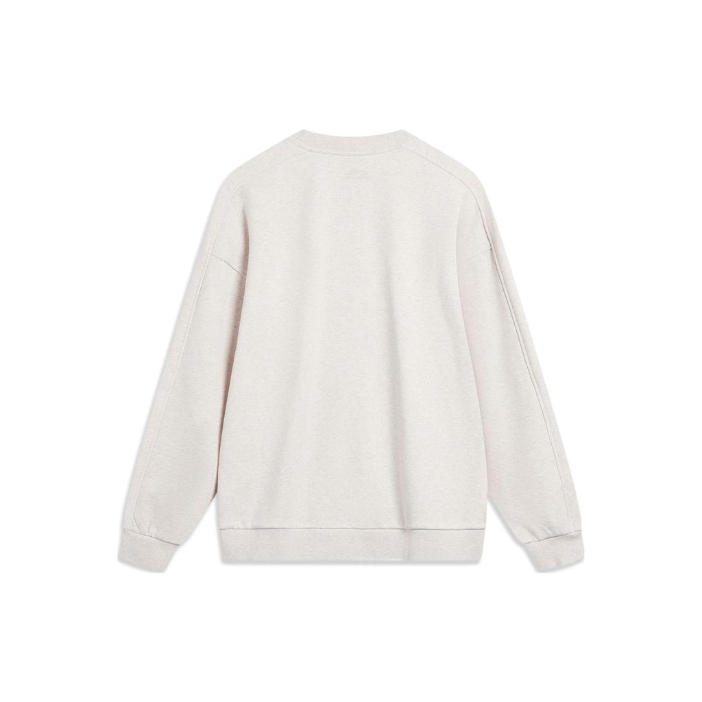 Li-Ning Sports Lifestyle Series Letter Number Print Crew Neck Pullover Sweatshirt Unisex Sweatshirt Flower-Gray Tile-Gray AWDTB59-6