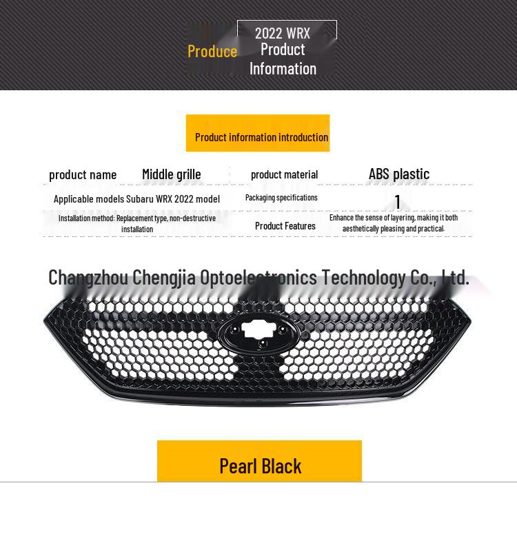 Pearl Black Front Grille for 2022+ Subaru WRX Sport Model