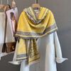 Autumn retro cashew flower splicing printed scarf fashionable contrasting cashew large shawl warm and versatile temperament scarf