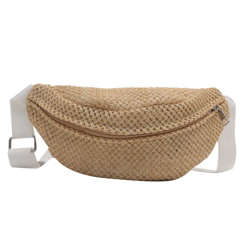 Women's Woven Seaside Vacation Bag with Zipper Closure, Suitable for Beach, Sports and Leisure Outdoor Activities