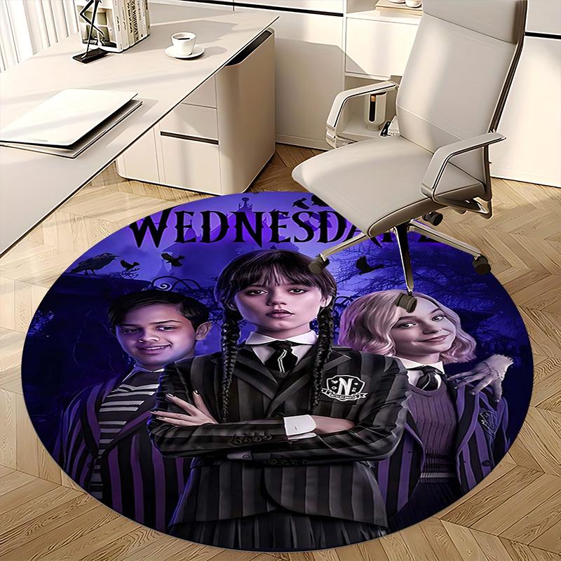 Wednesday Addams,Gothic Fashion Chair mat Round Rug Office carpet, Machine Washable, Non slip, Suitable for Living Rooms, Bedrooms
