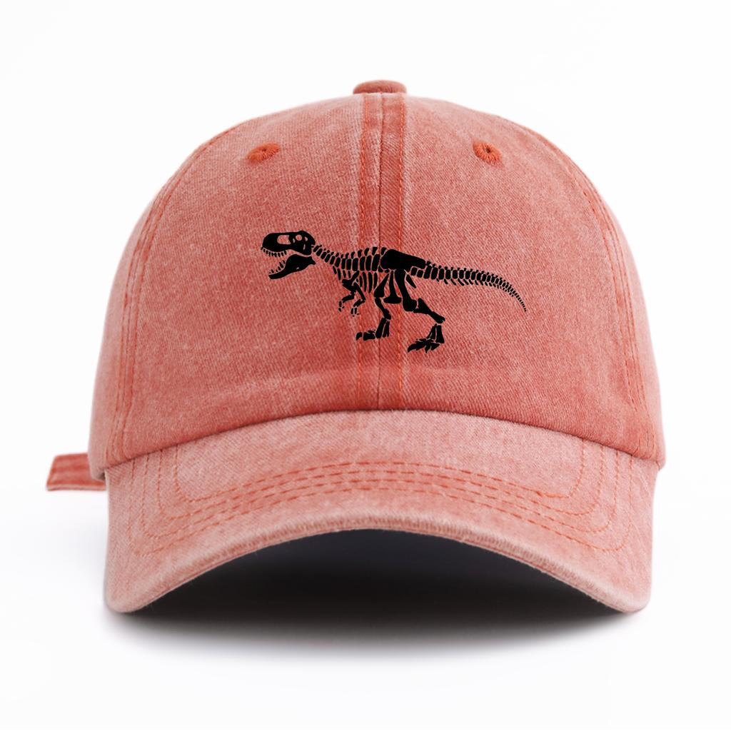 pc Black T Rex Print Washed Baseball Cap for Adults  Minimalist Retro Style Casual Soft Adjustable Dad Hat Perfect As Gift