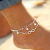 Beach Anklet Sexy Women Summer Fashion European and American Pearl 8-character Anklet Double Layer Printing Jewelry Beaded