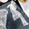 Women's Fashion Flower Lace Shawl Wrap Scarf Tie Knot Front Shoulder Covering Capelet Faux Collar Scarves Waist Belt