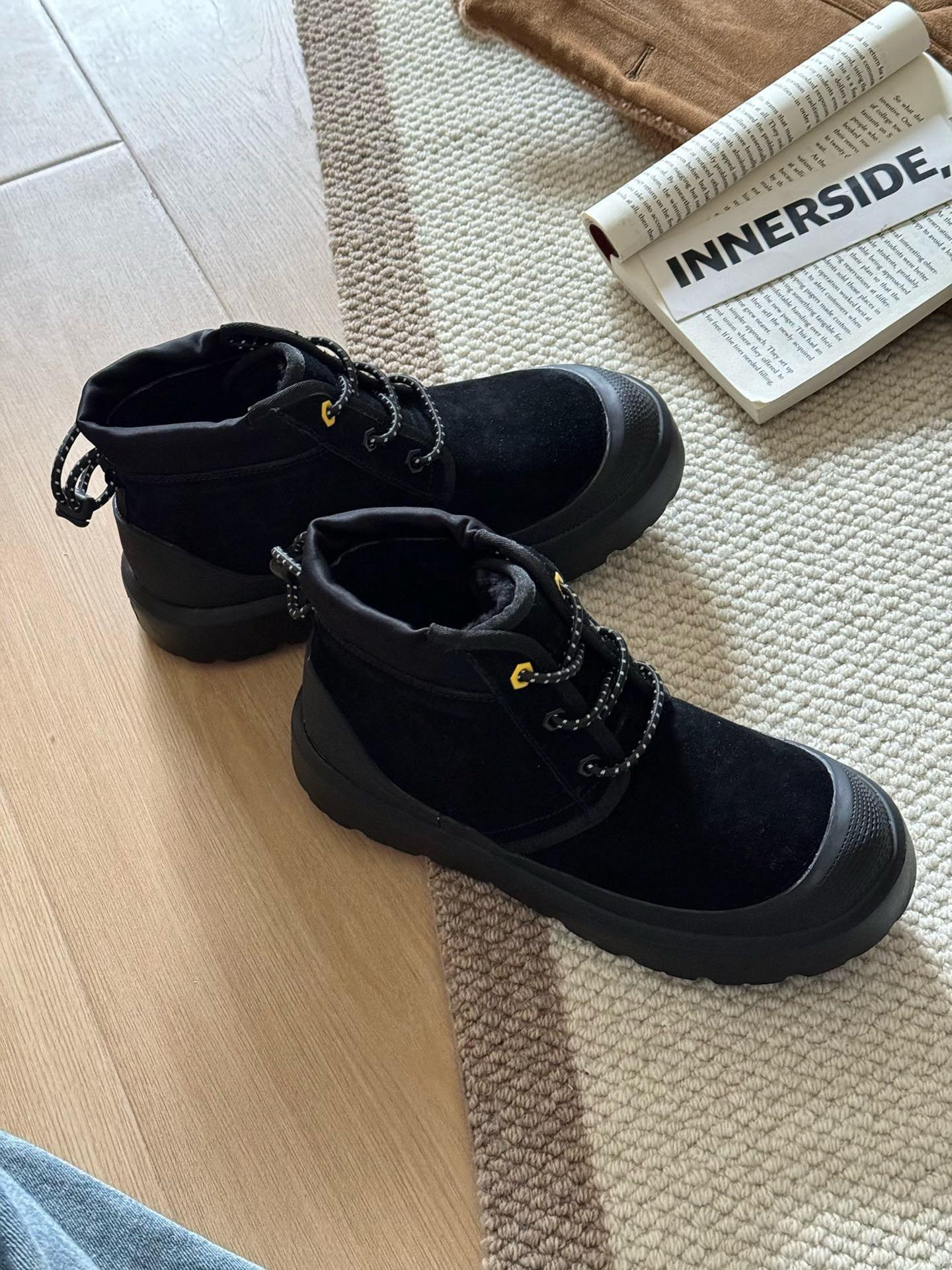 Унисекс сноубутсы из тасманской шерсти Henan Sangpo Wang - Толстая подошва Новый стиль Цельная кожа и мех Слипоны 36 чёрный 8980₽