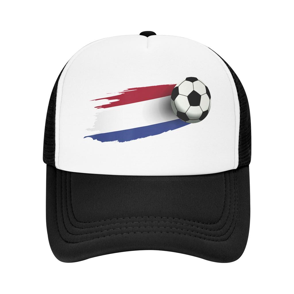 Netherlands Flag Soccer Ball Mesh Baseball Cap Adult Hip-Hop Sun Hats  Dad Hat Breathable Summer Trucker Hats