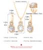 3Pcs Copper Oval Cut Cubic Zirconia Necklace Earrings Rings Set Trendy Banquet Daily Date Zircon Set Gift for Women Girls Her