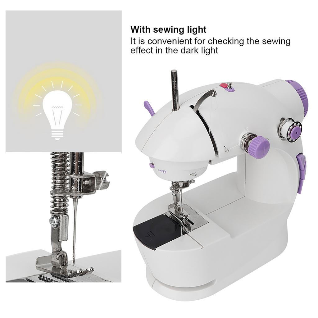 Mini Bärbar Hushålls Multifunktionell Elektrisk Symaskin med Lampa