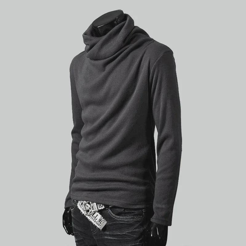 

Мужская осенняя однотонная футболка Slim Fit с высоким воротником и длинными рукавами Medium