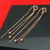Exquisite Russian 585 Purple Gold Lucky Grass Snake Bone Fringed Ear Line Women'S Exquisite Rose Gold-Plated Long Earrings