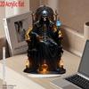 2D Flat Print, Home Decoration Ornaments, Vintage Style Acrylic Reaper Statue with Base, Skull and Flame Design, Home and Office Decoration
