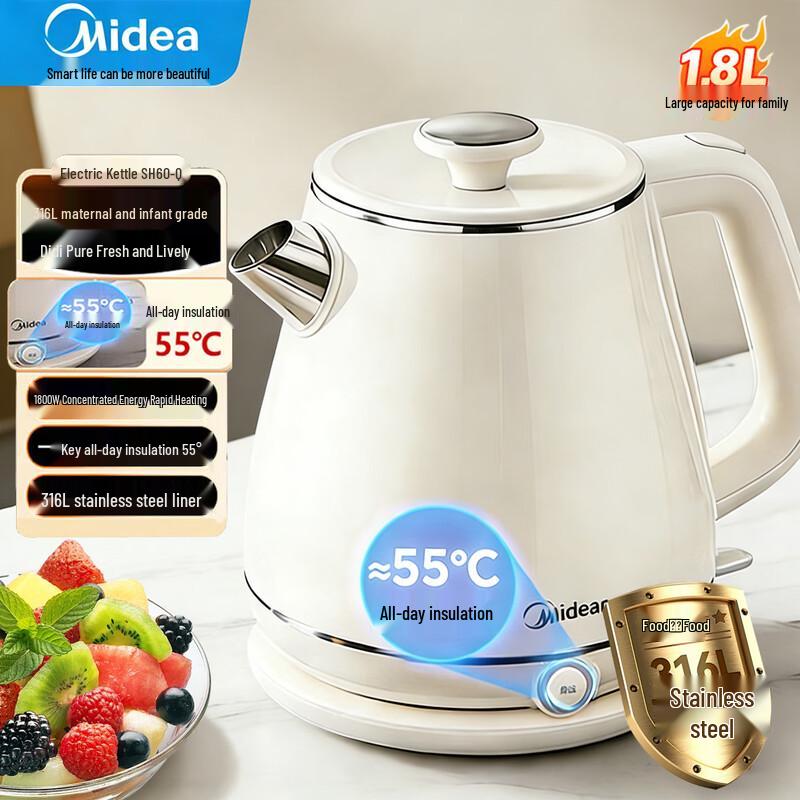 Midea 1.8L Retro 316L Stainless Steel Electric Kettle