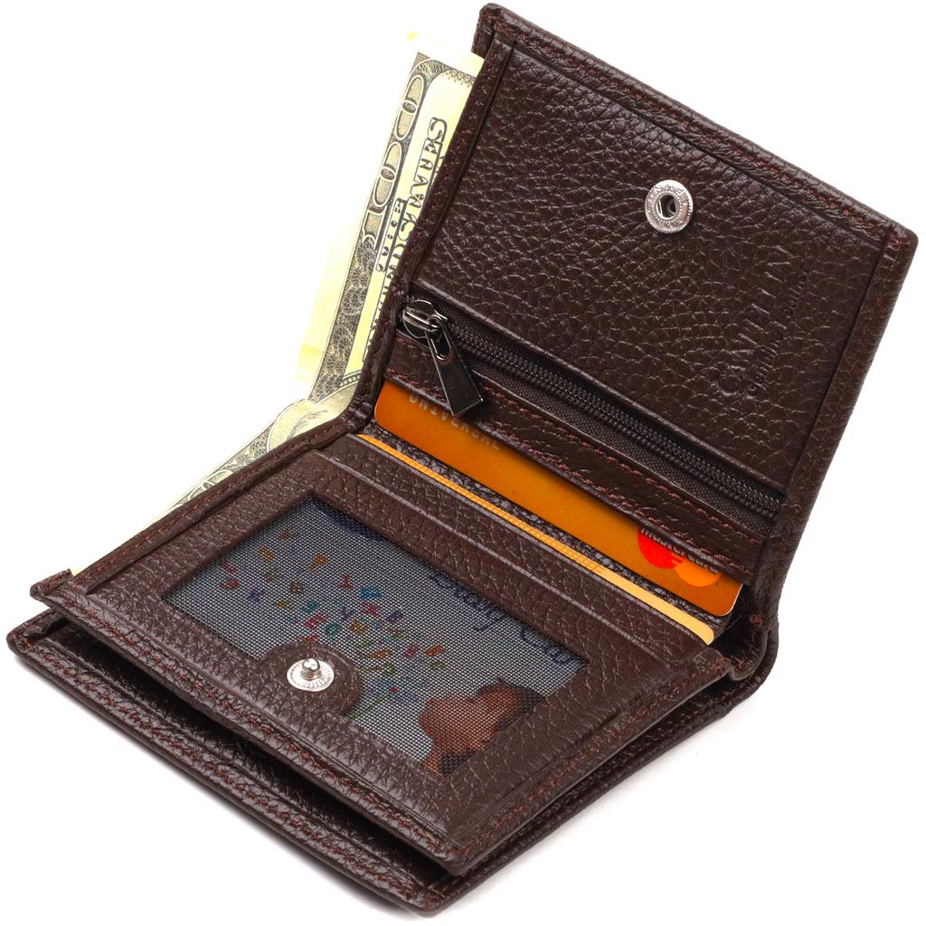 Kompakte Geldbörse für Herren aus genarbtem Echtleder CANPELLINI 21740 Braun