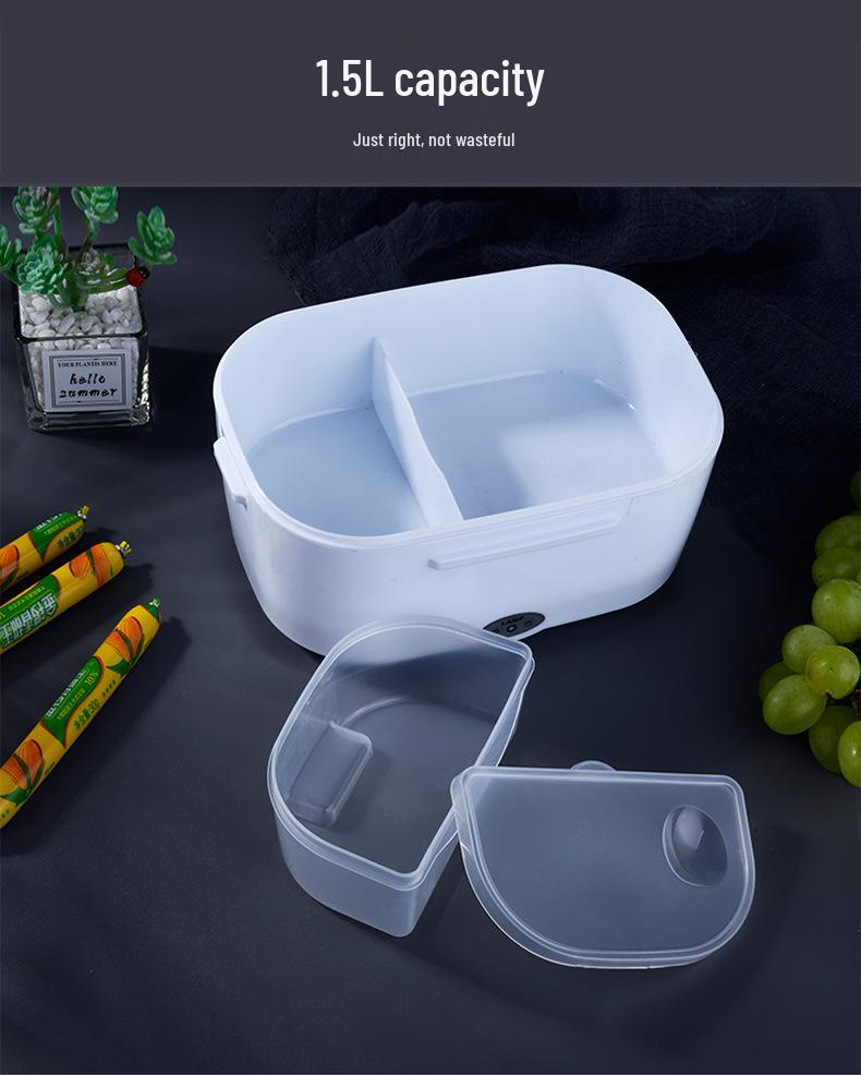 Portable Rechargeable Electric Lunch Box for Car and Home - Self-Heating, Insulated Food Warmer