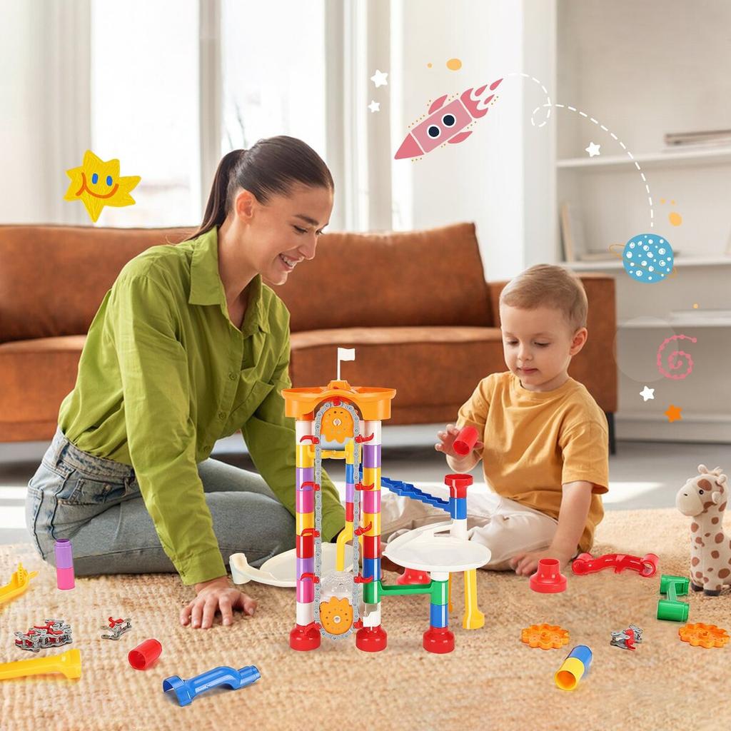 Marble Run Set 230 PCS with Motorized Elevator Educational Gift for Kids