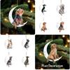 Dog Moon Flat Acrylic Car Hanging Pendant Backpack Ornaments Holiday Decor Home