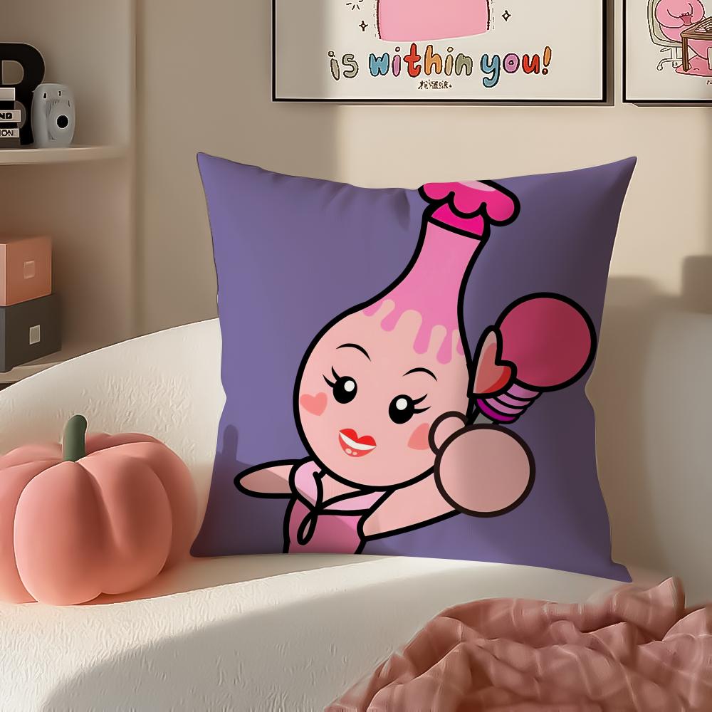 Funny Cartoon HHAPPY FATHER HAPPY SON Cushion Cover Pillowcase Short Plush Invisible Zipper Room Sofa Cushion Cover