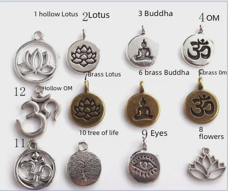 Collier avec pendentif en perles d'agate de Bouddha et œil de lotus OM, 108 pièces, 8 mm, en cristal de lapis-lazuli