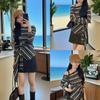 Korean Style Striped T Shirt With Tie Details For Fall Winter Fashion