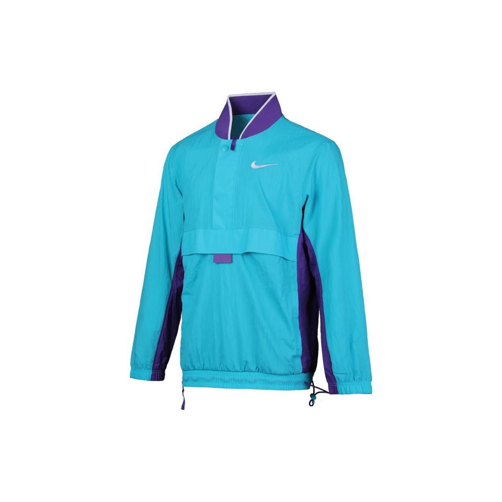 Nike Logo Print Hidden Zip Jacket Men Outerwear Blue AJ3919-415