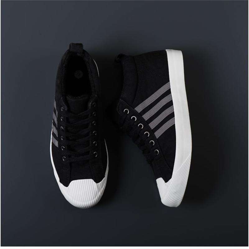 Atmungsaktive Herren High Top Canvas Stiefel Herbst 2024 Basic Casual Schuhe Jugend Trend Mid-Top Designer Schuhe Plüsch Canvas Schuhe