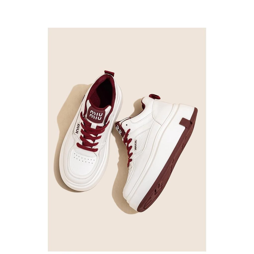 Platform white shoes women's 2025 new autumn and winter shoes women's versatile flat-soled lace-up velvet casual sports board shoes