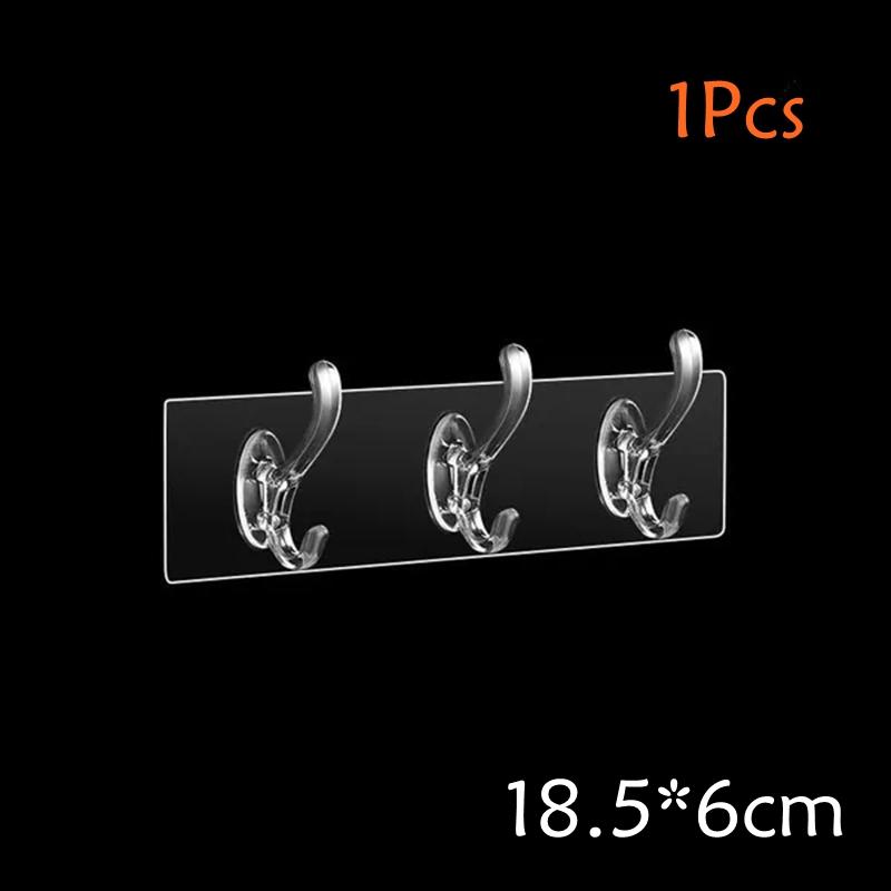 

Гачок Прозора стіна для ванної кімнати Інструмент для зберігання домашнього оздоблення Безперервний ряд гачків без перфорації Міцна та безшовна дверна вішалка 1 Pcs 3 Hook