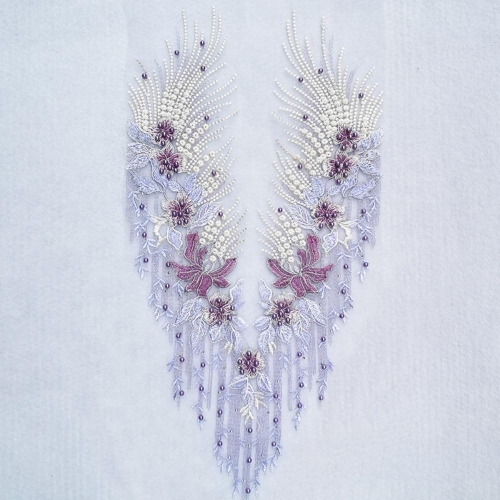 

Mesh Bottom Flower Embroidery Patch Lace Trim Sew On Sew On Floral Patch DIY Floral Design Applique Lace Fabric Boutonniere фиолетовый