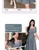 Plus Size Denim Puff Sleeve Square Neck Summer Dress for Women
